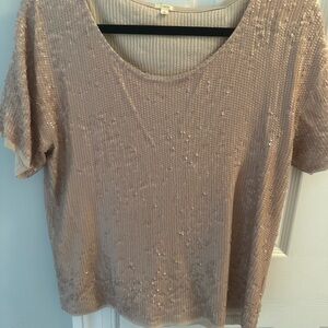 J. Crew Beige Sequin Short Sleeve Top